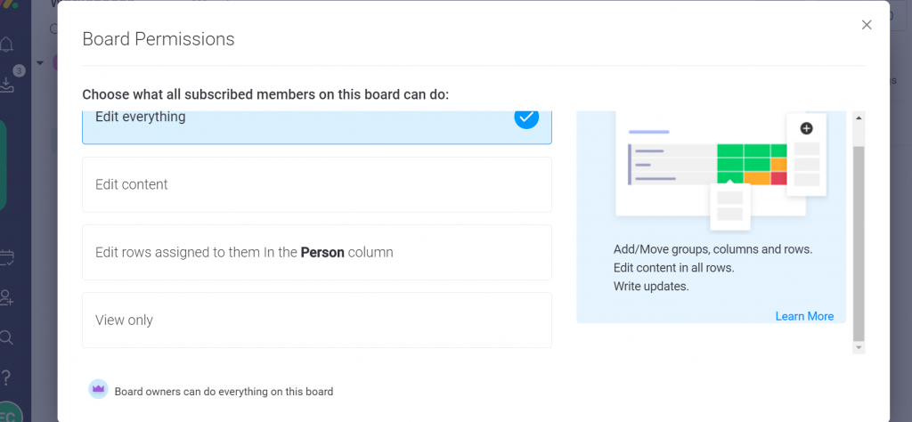 Board permissions with Monday.com