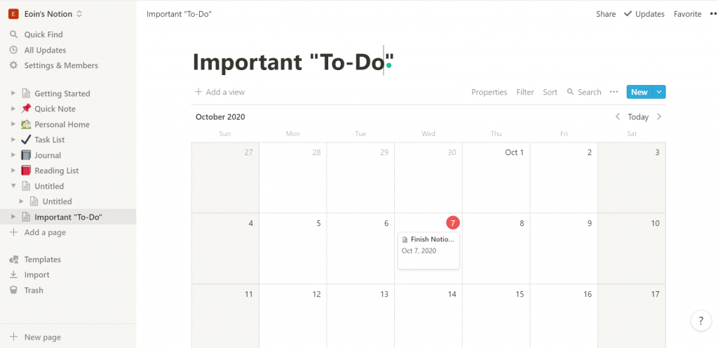 El calendario de Notion ayuda a los espectadores a hacerse una idea de lo que les espera. 