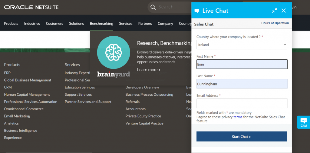 Displaying a useful Netsuite support feature during the onboarding phase.