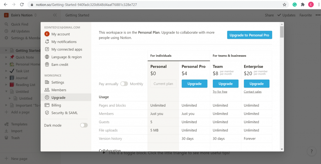 notion pricing india