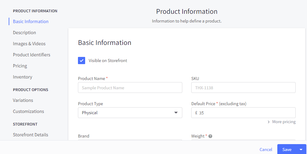 bigcommerce añadir productos