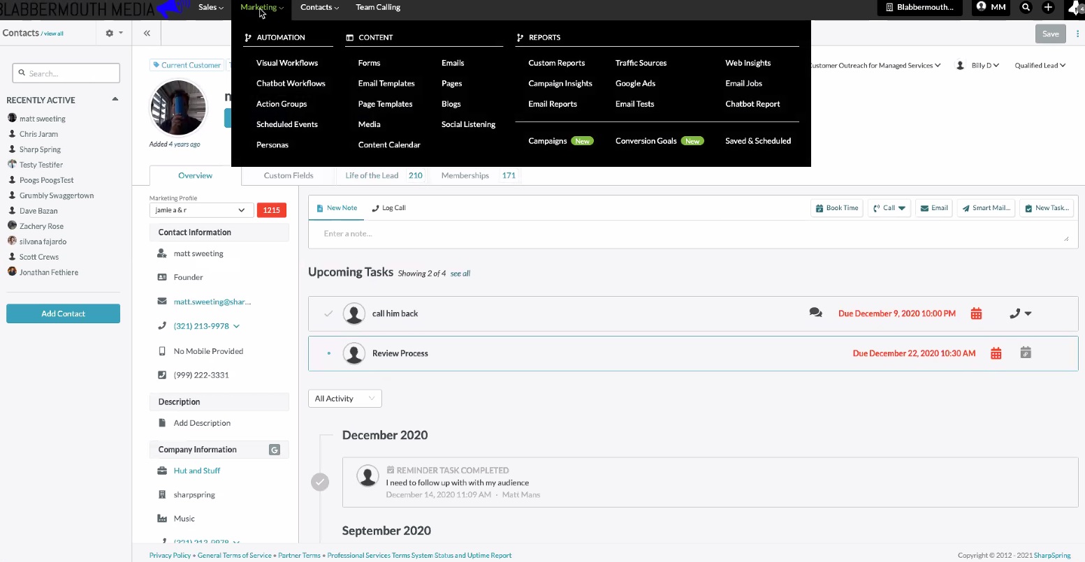 sharpspring features