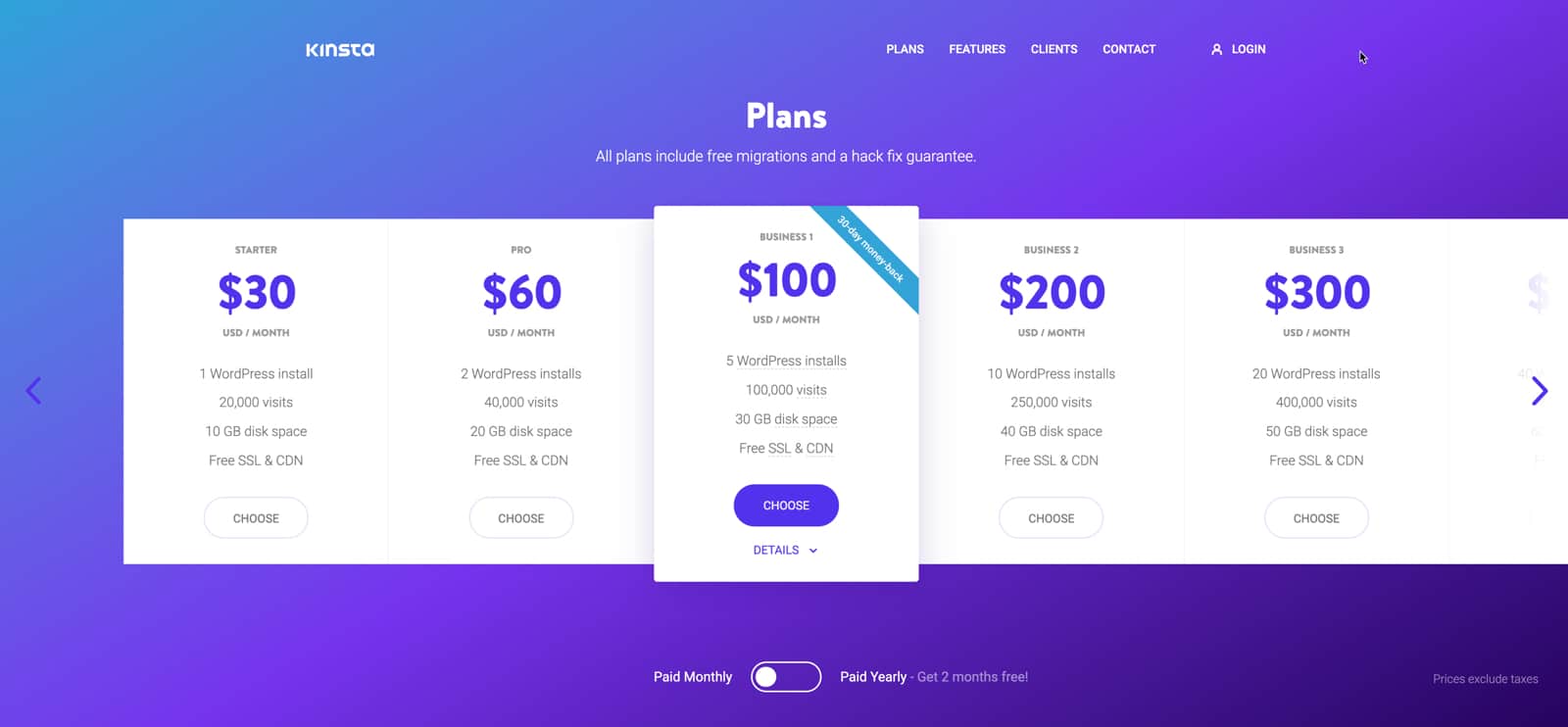 plans tarifaires kinsta