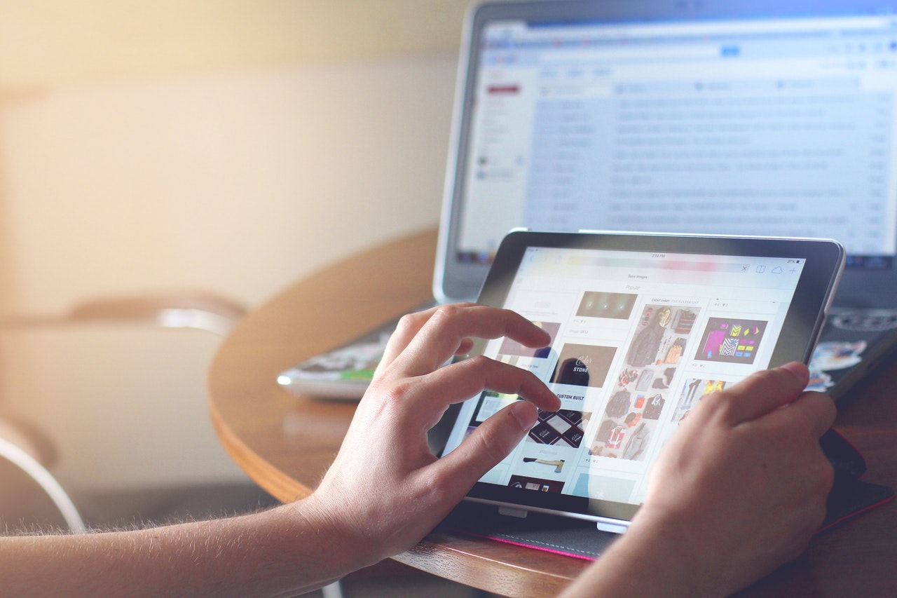 man working with tablet