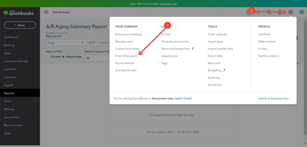 Compte de dépenses Quickbooks