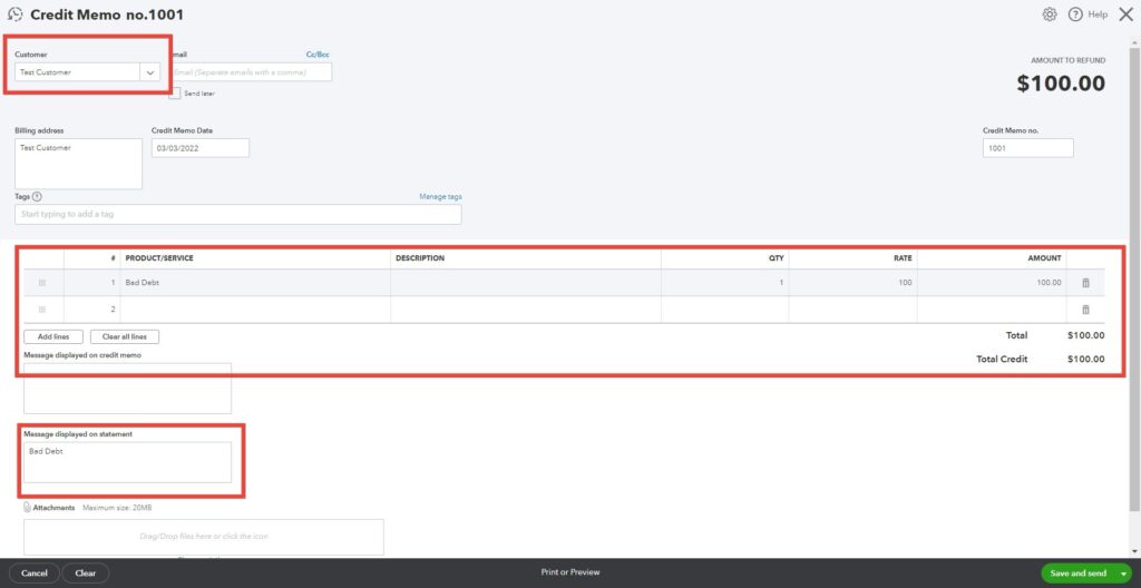 removing unused credit memos in quickbooks