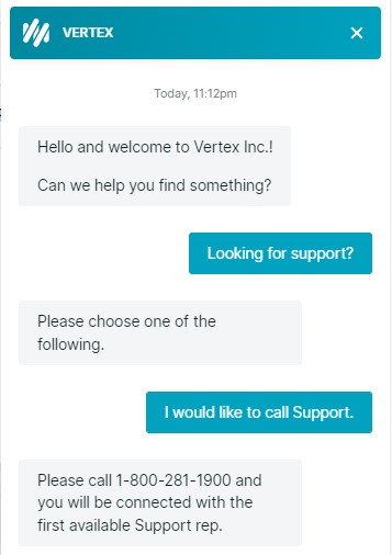 Vertex Customer Support