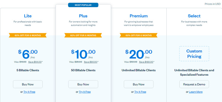 FreshBooks Pricing