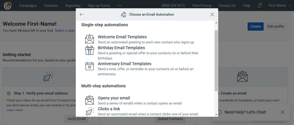 Constant Contact Automatisering