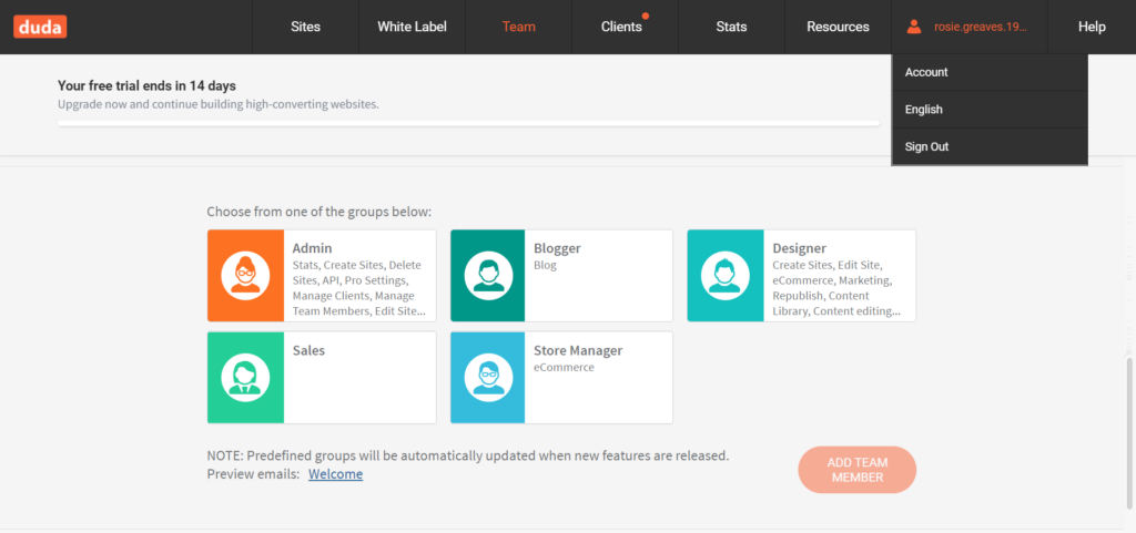 duda Assign Teams and Roles