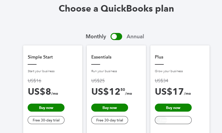 Precios de QuickBooks