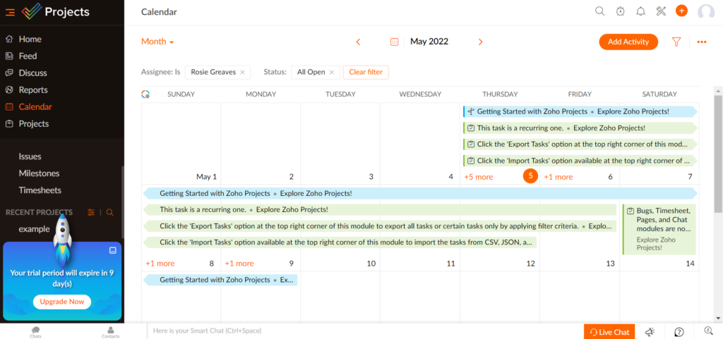 Calendario Zoho