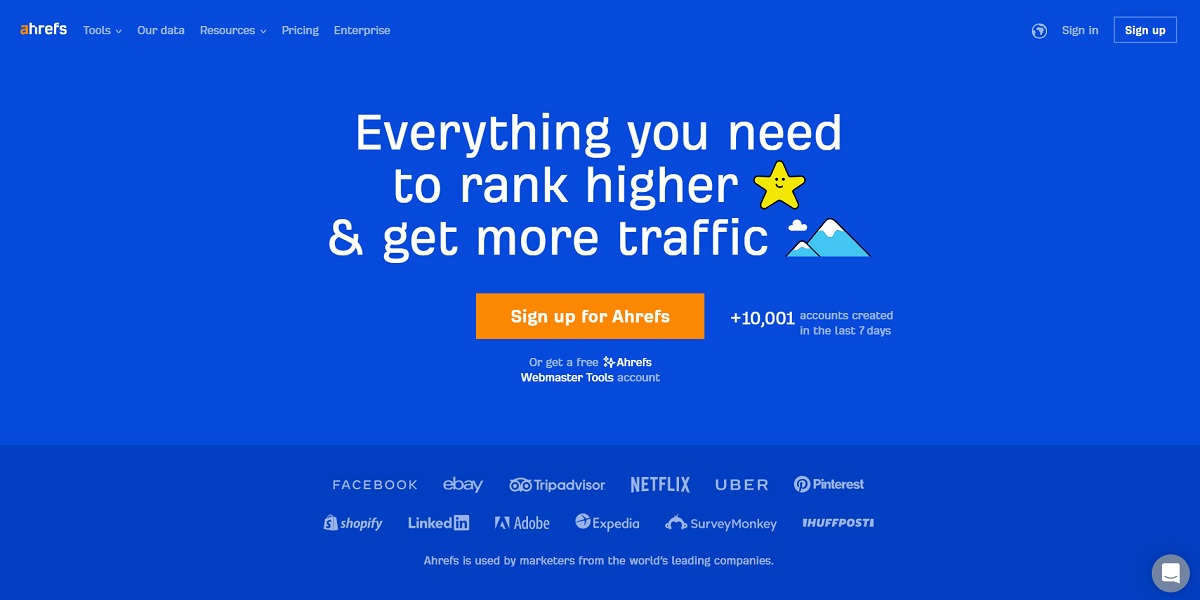 ahrefs homepage