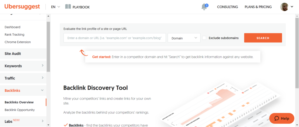 ahrefs vs ubersuggest : Ubersuggest Backlink Data