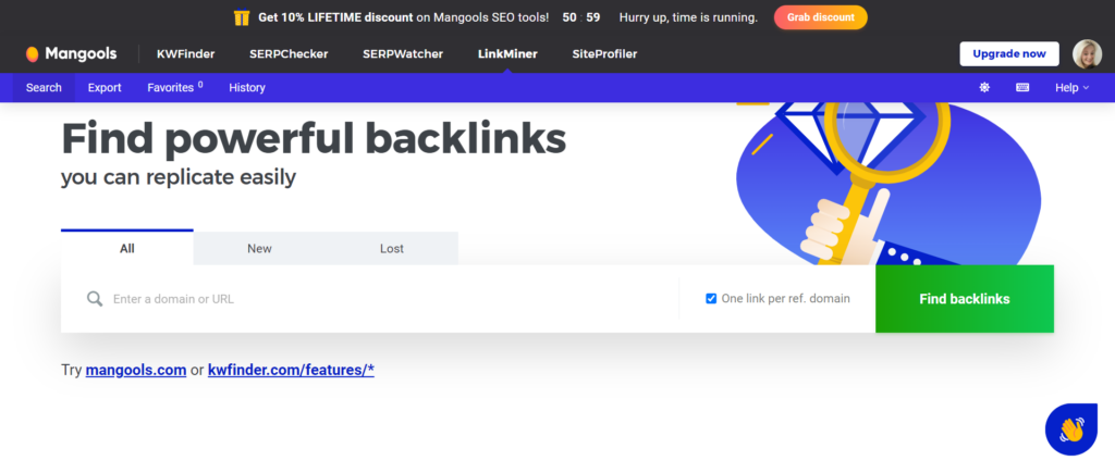 Mangools LinkMiner - Realizar análisis de backlinks