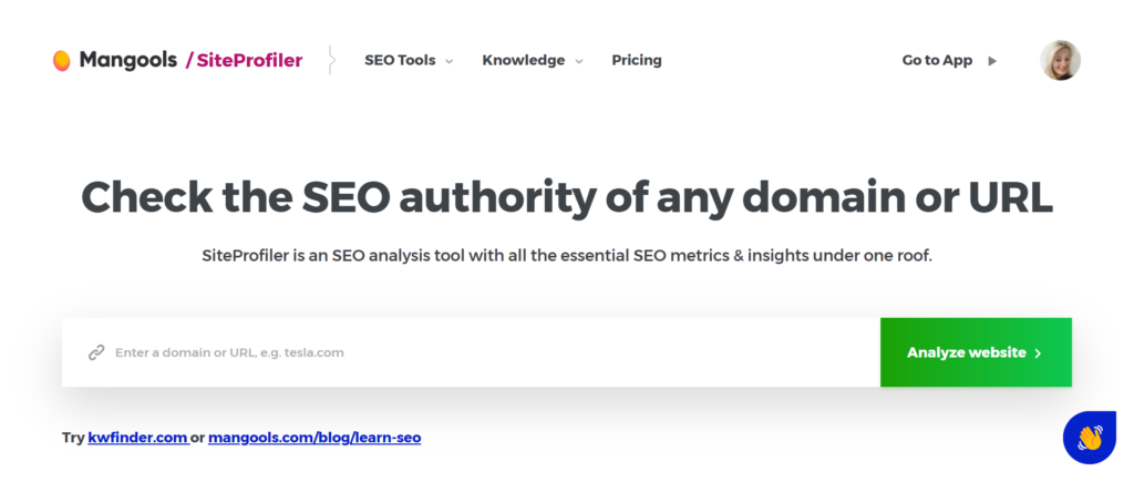 Mangools SiteProfiler - SEO Metrics and Insights