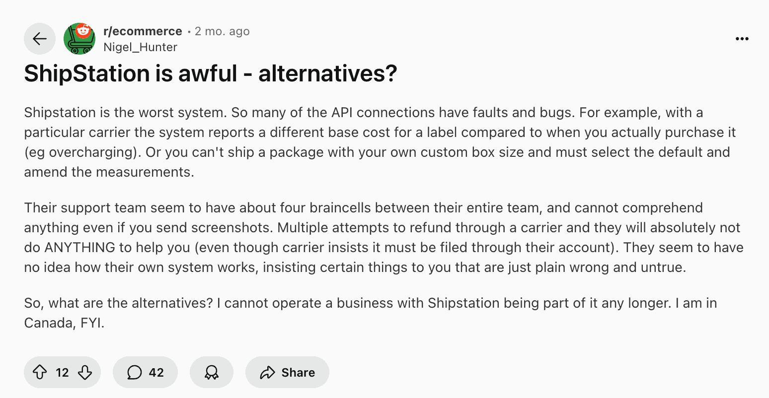 ShipStation Reddit Review