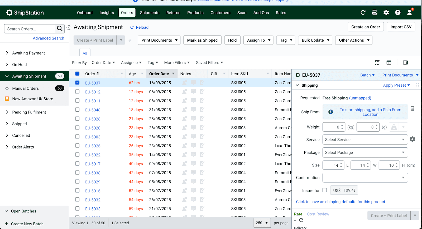 The Shipstation Dashboard