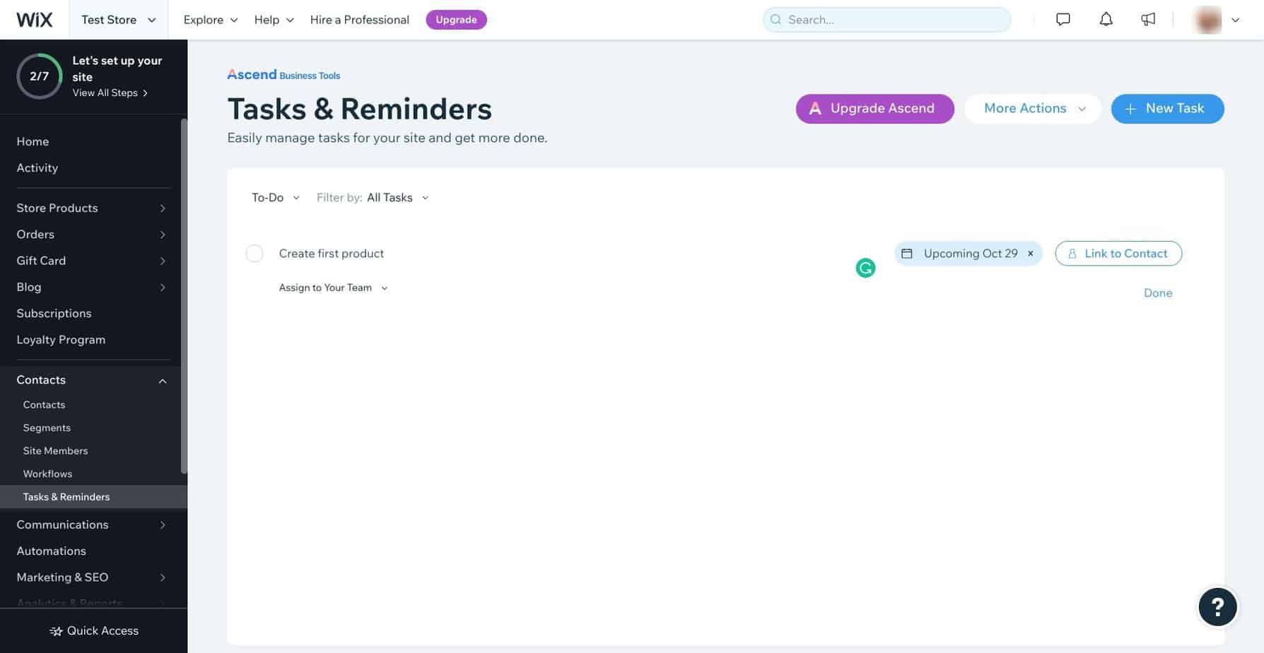 tasks & reminders wix