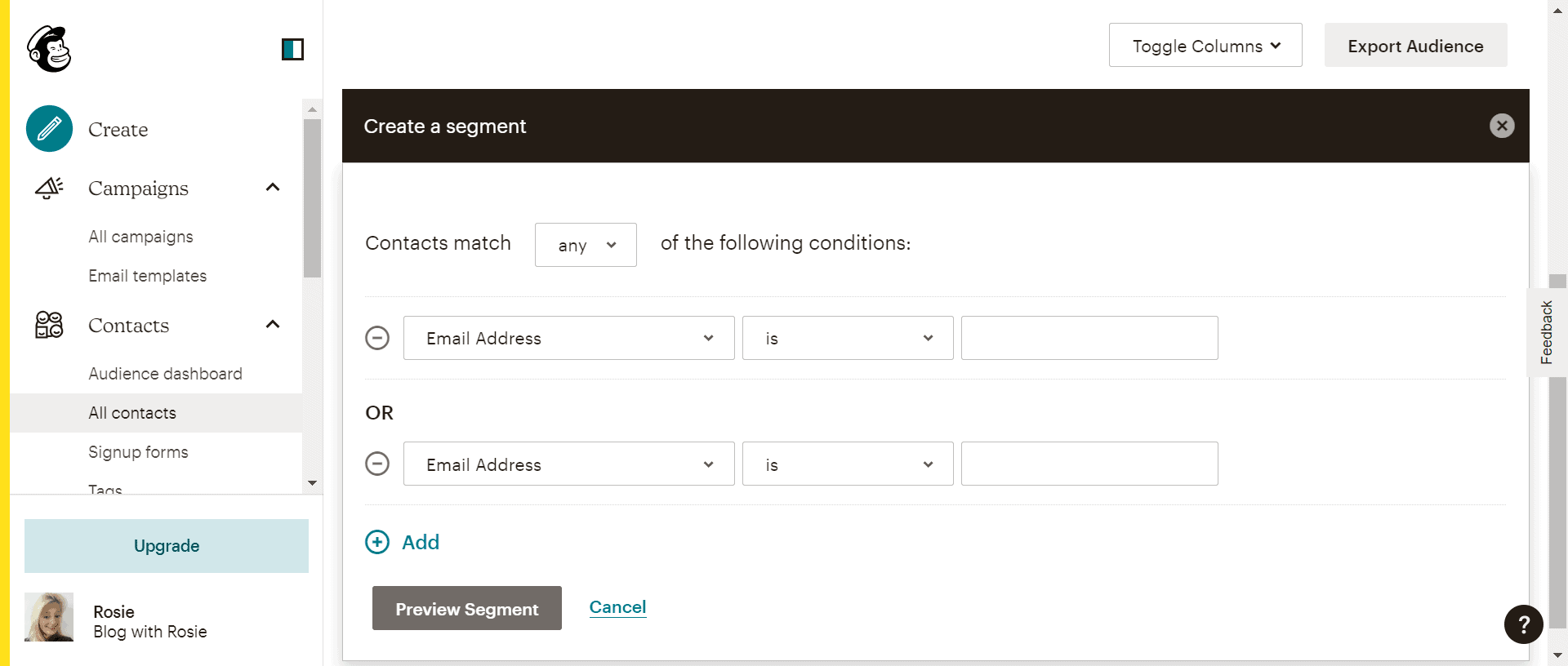 mailchimp segmentation