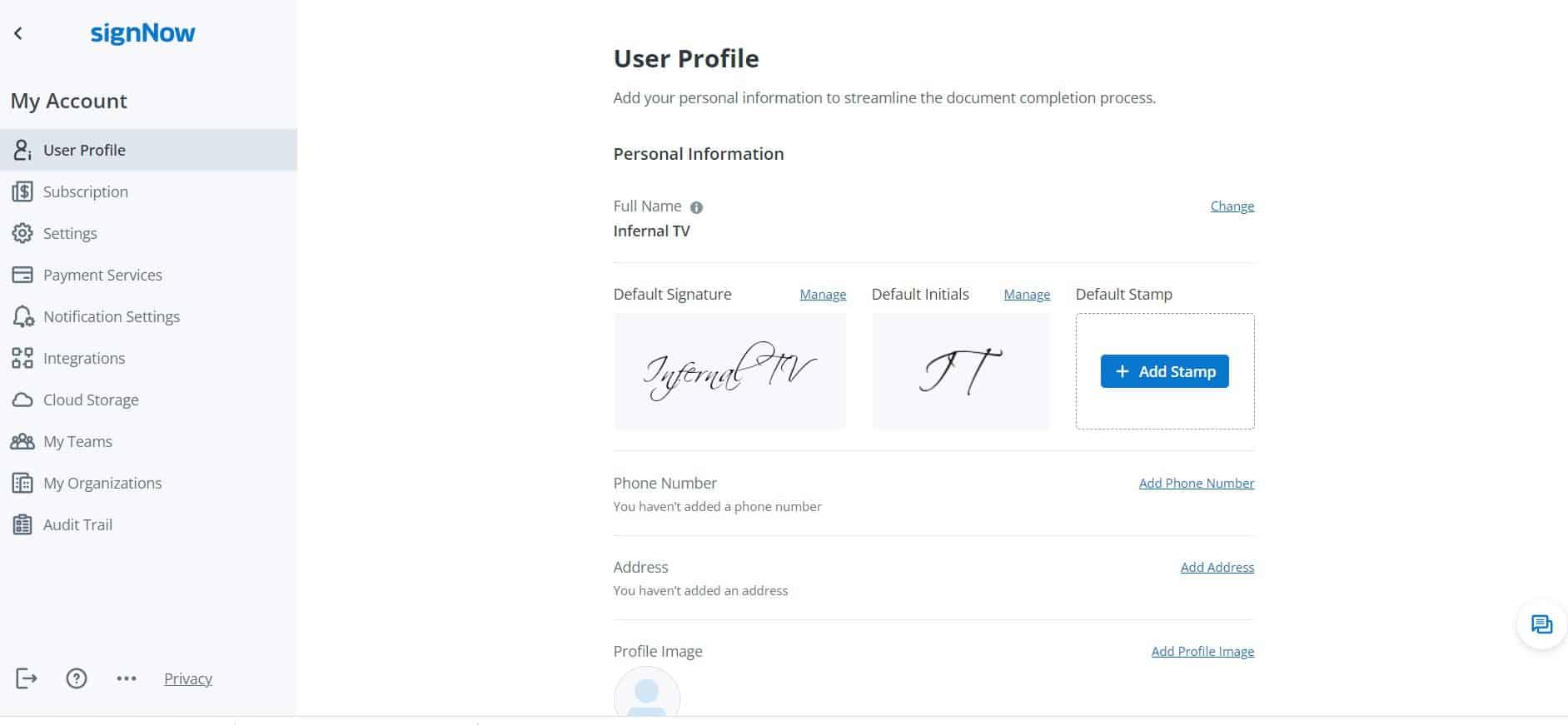 signNow User Profile image from website