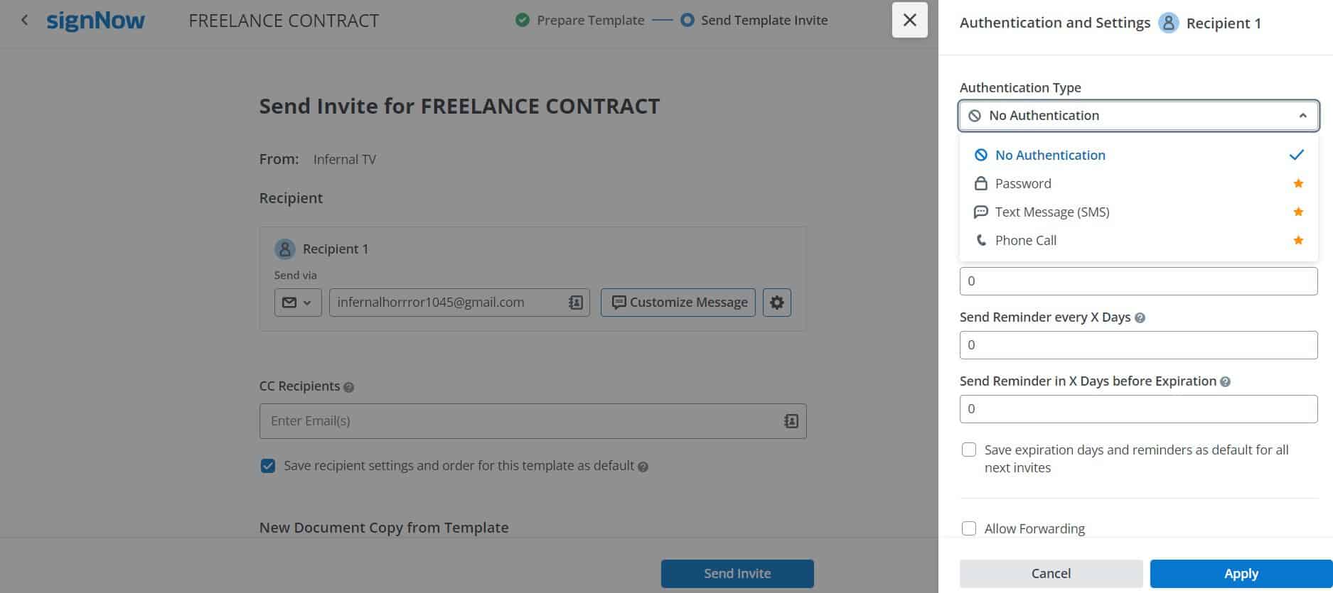 Funciones de autenticación de signNow