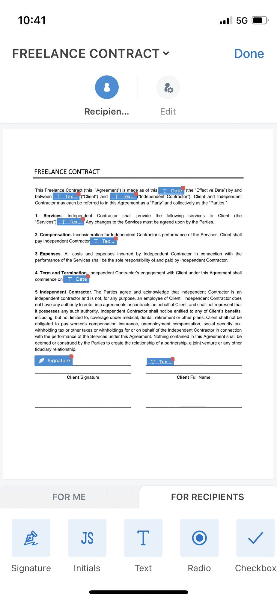 Aplicación móvil signNow