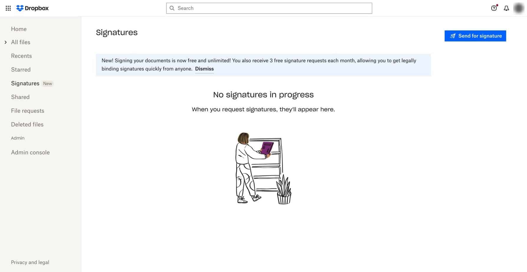 Dropbox Sign Signing Platform- Progress Signatures User interface
