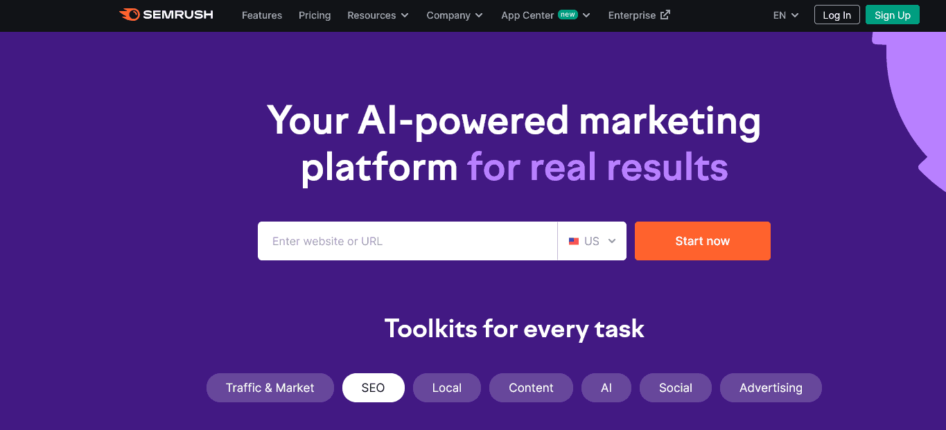 Semrush Homepage