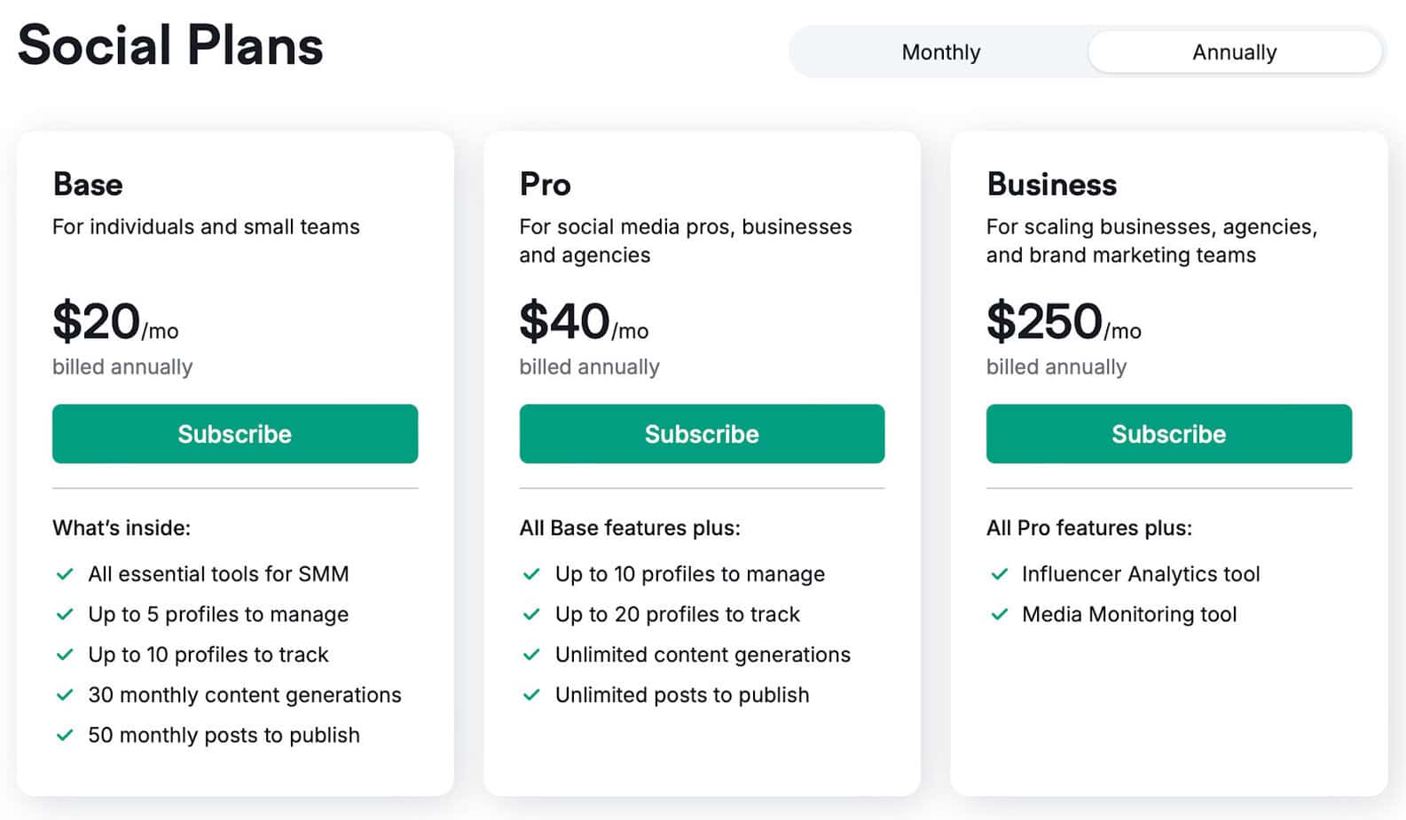 Semrush - Social Plans