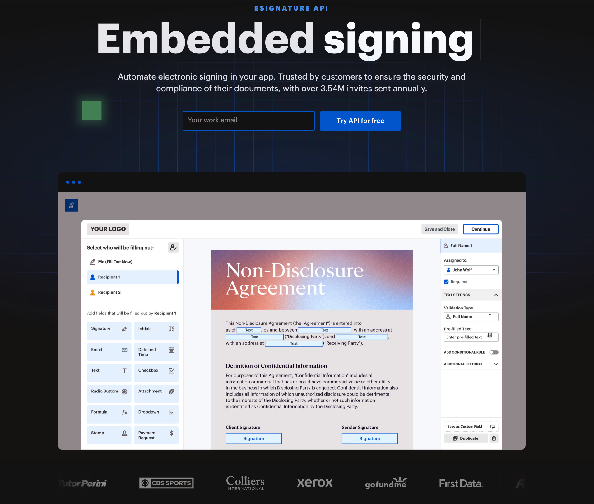 AirSlate’s e-signature API