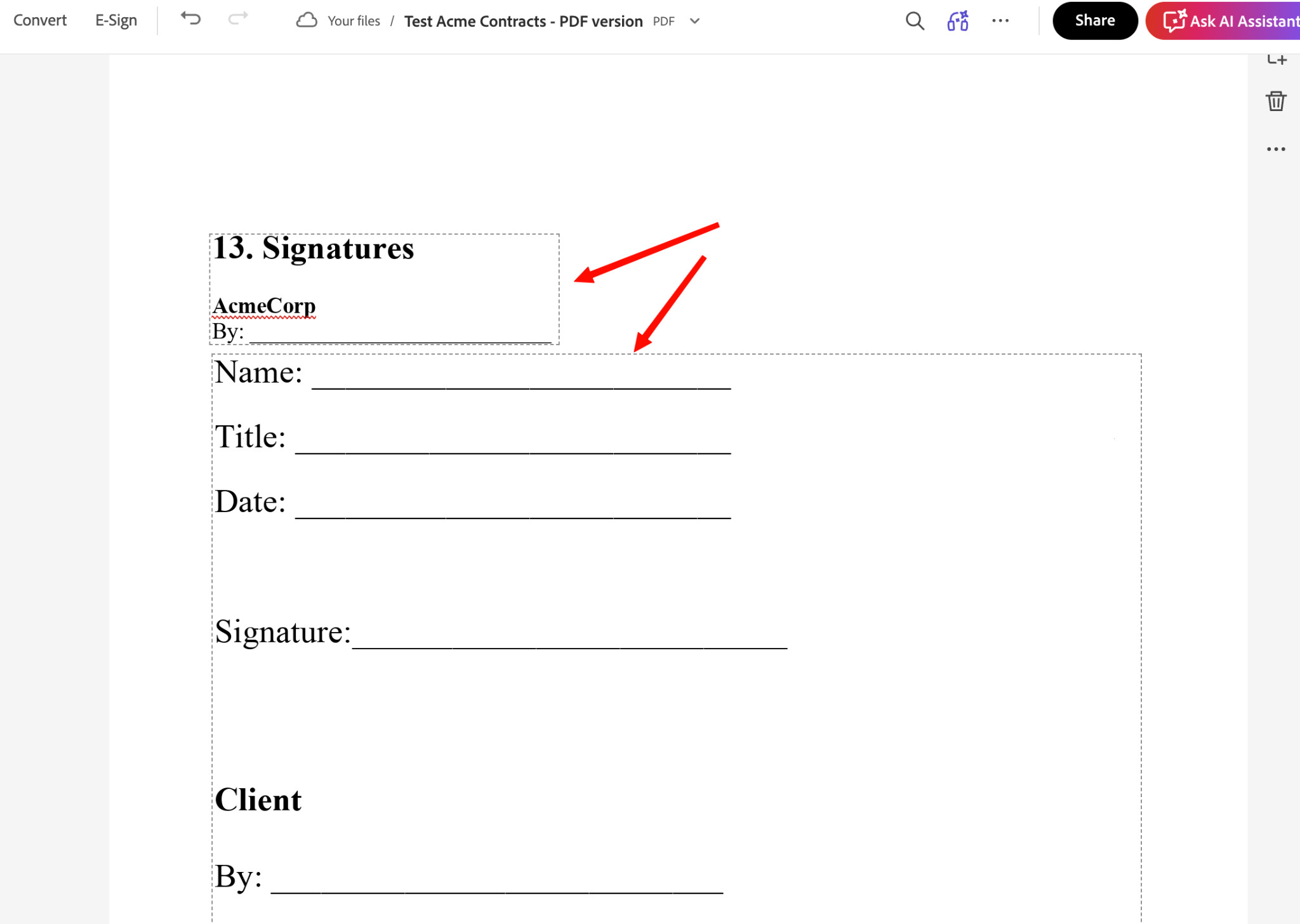Adobe Demo signatures