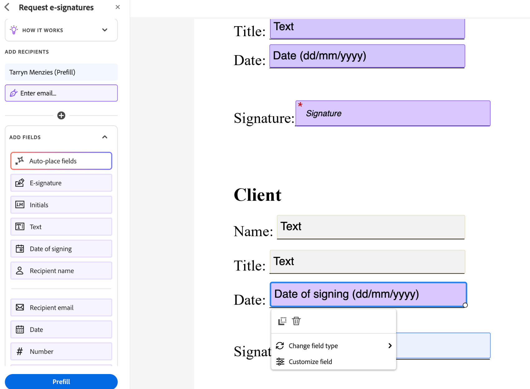 Adobe Demo Assigning Recipients