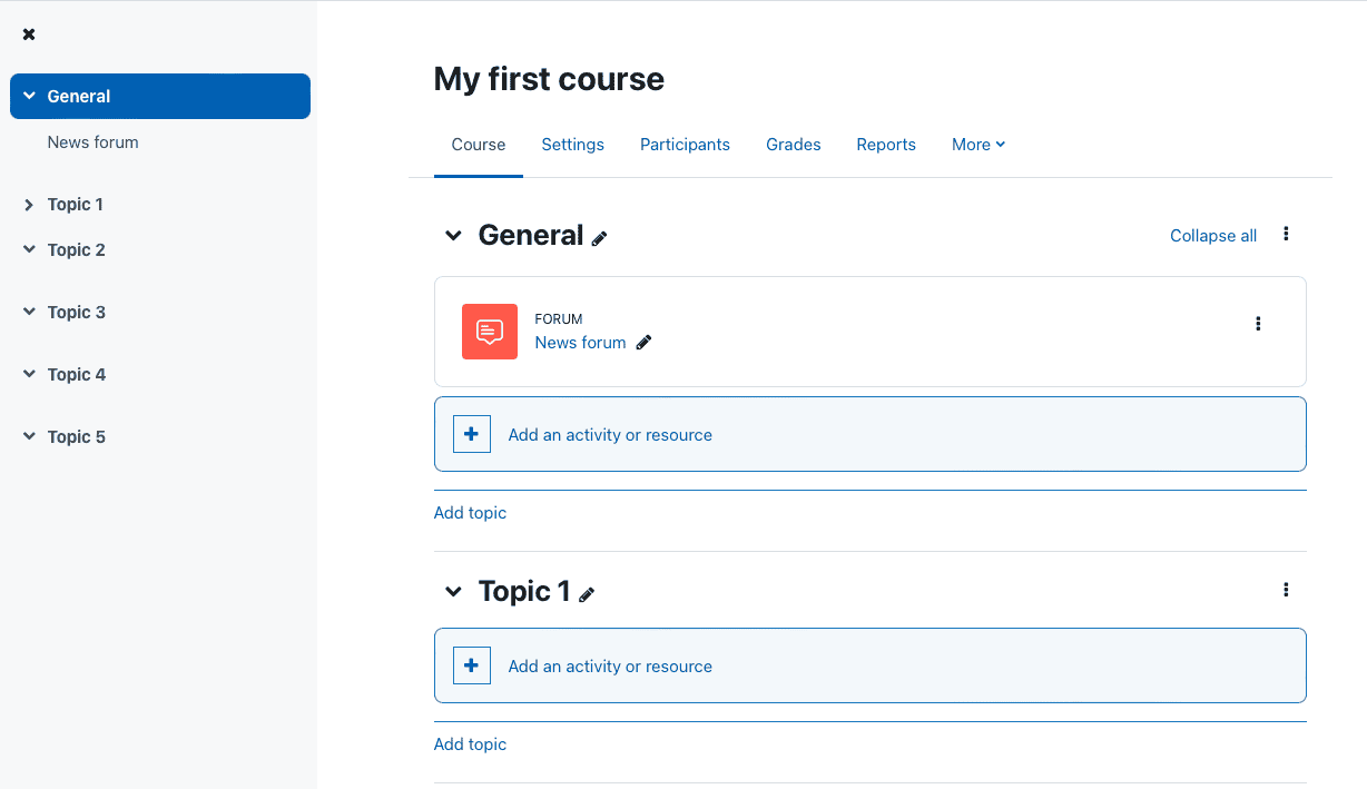 moodle cursus blokken