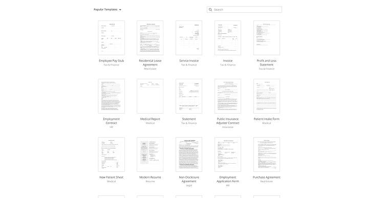 Modèles de remplissage pdf