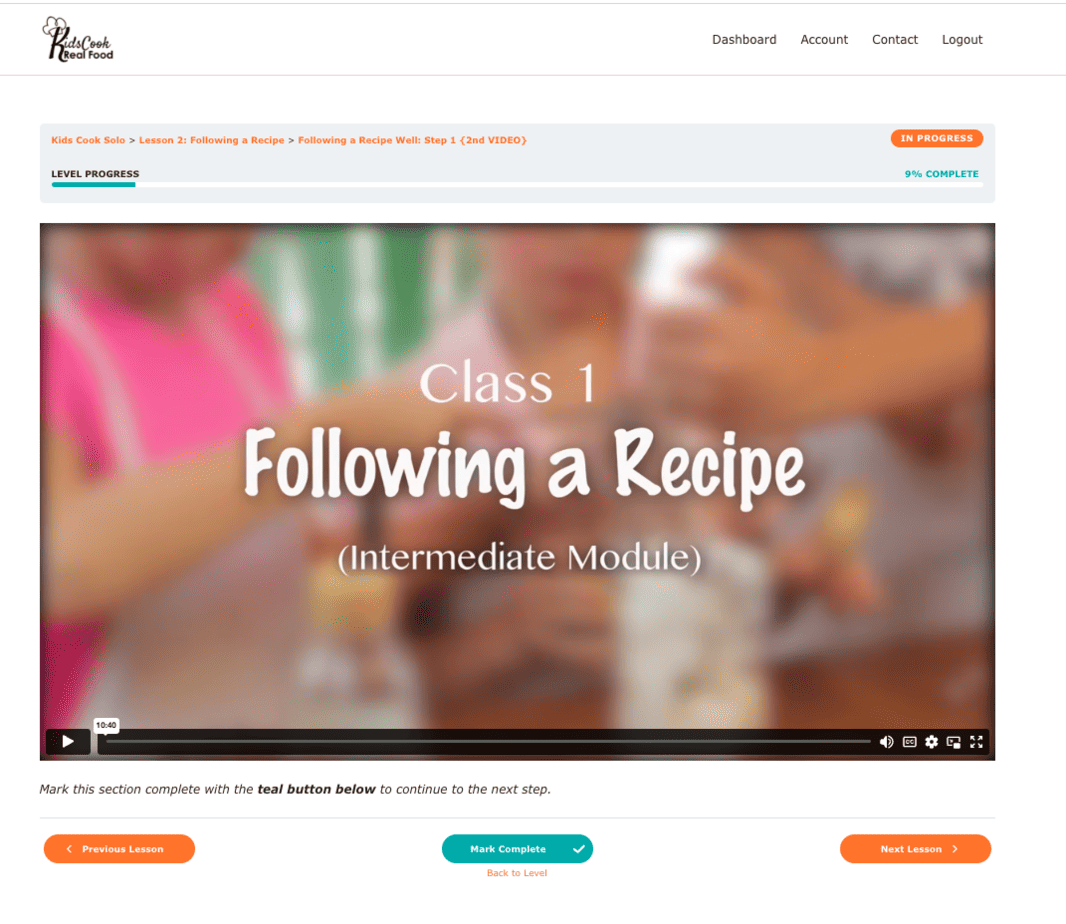 Kids Can Cook Real Food Course: LearnDash