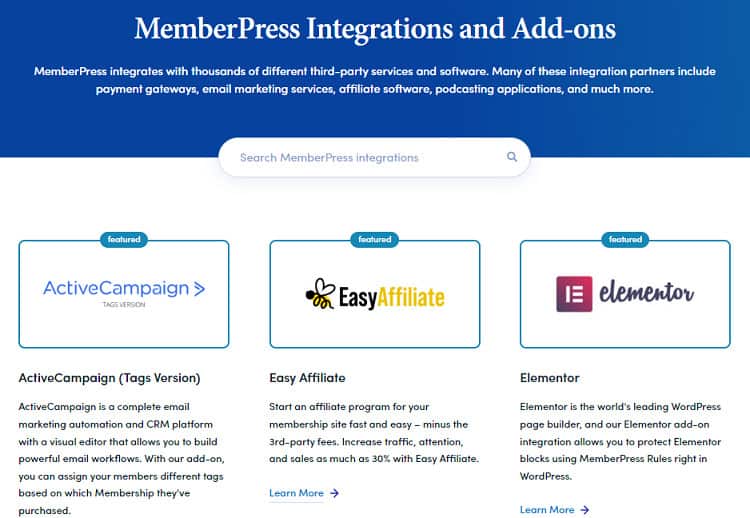 intégrations memberpress