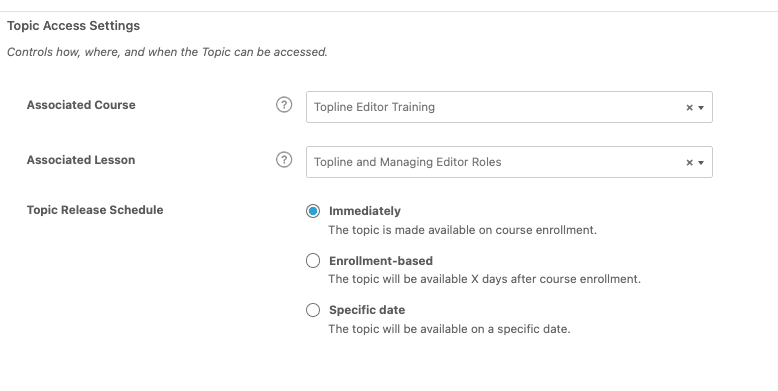 LearnDash: Topic Release Schedule