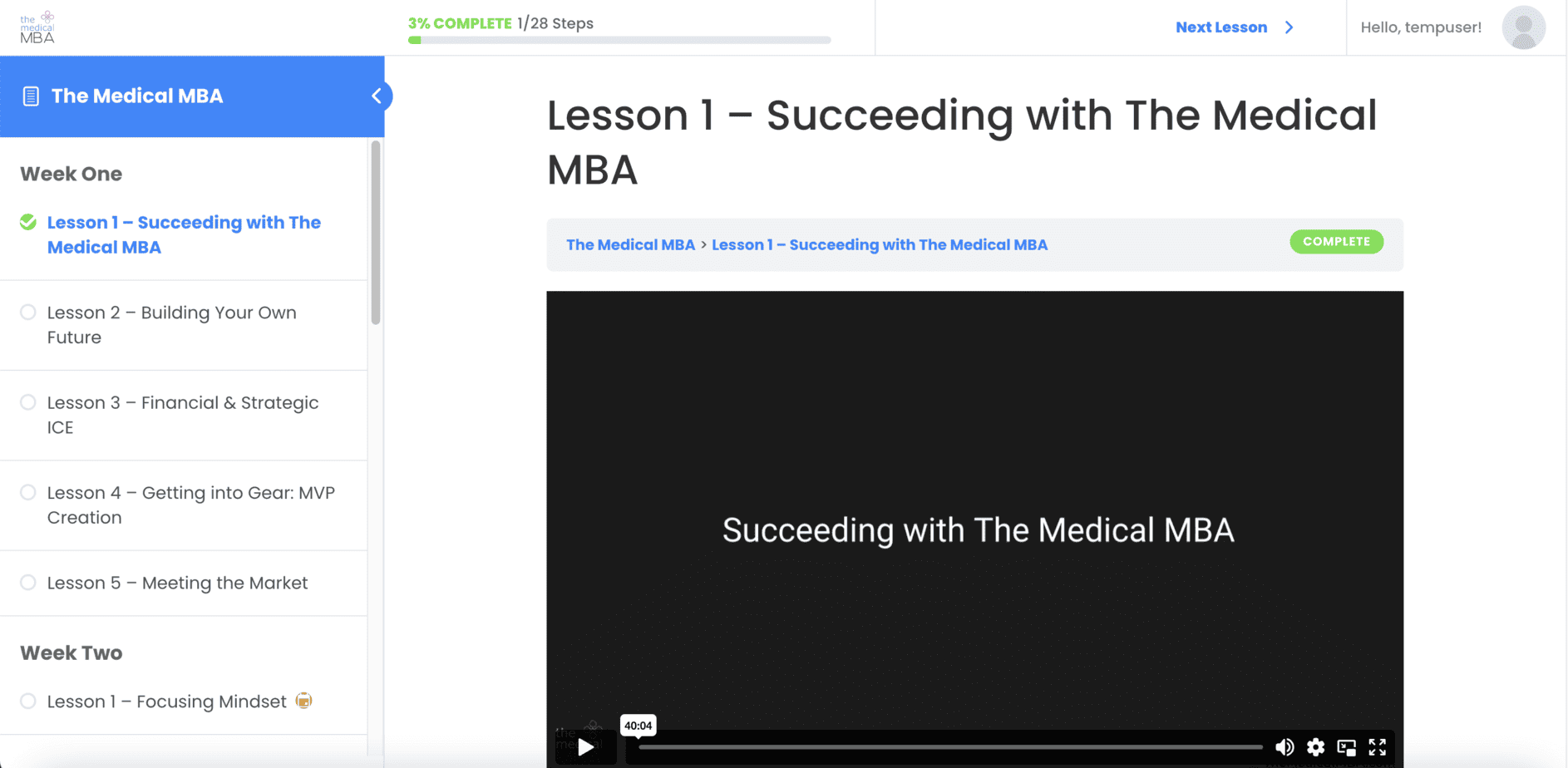 El MBA médico learndash