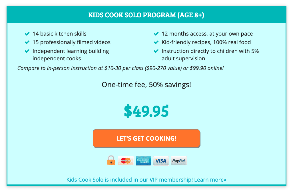 kids cook solo program age 8