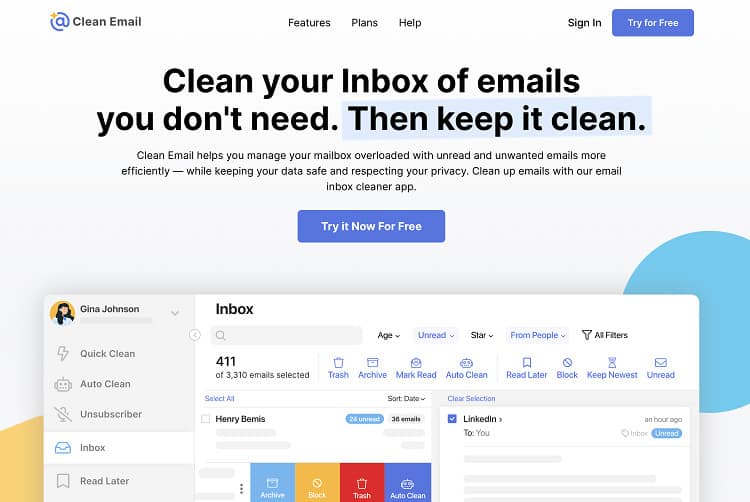 clean email cleaner tool