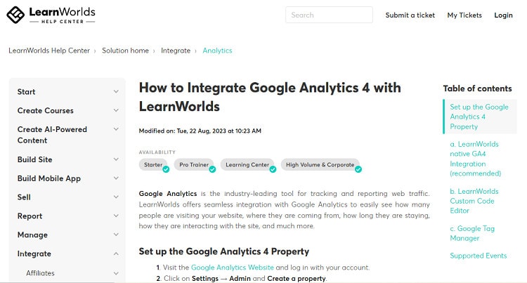 leanworlds google analytics integration