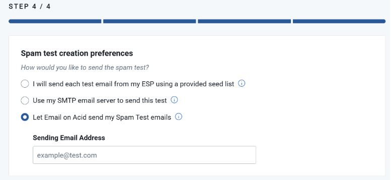 email on acid spam test creation preferences
