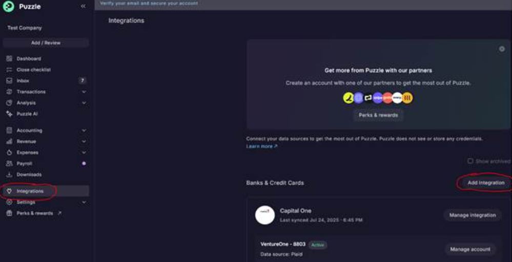 puzzle banks and credit card add integrations