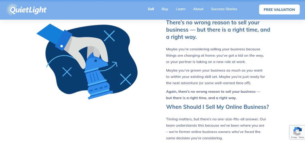 Quietlight website sell