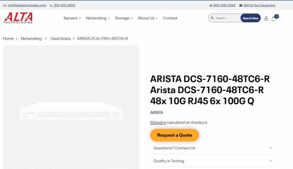 ARISTA DCS-7160-48TC6-R Arista DCS-7160-48TC6-R 48x 10G RJ45 6x 100G Q