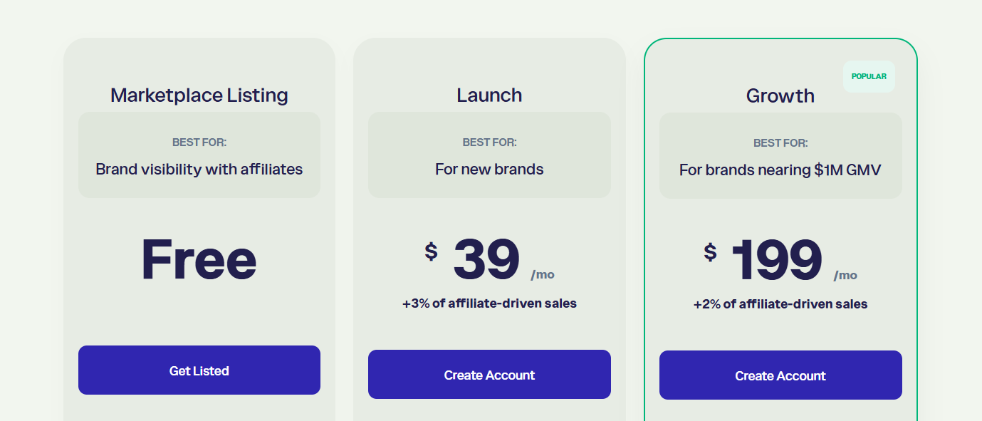 Top Tapfiliate alternatives - Refersion pricing