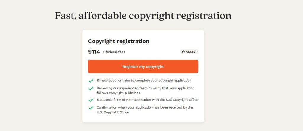 legalzoom copyright registration