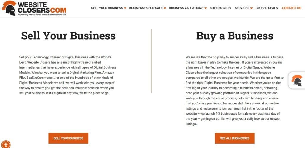 website closers sell businesses