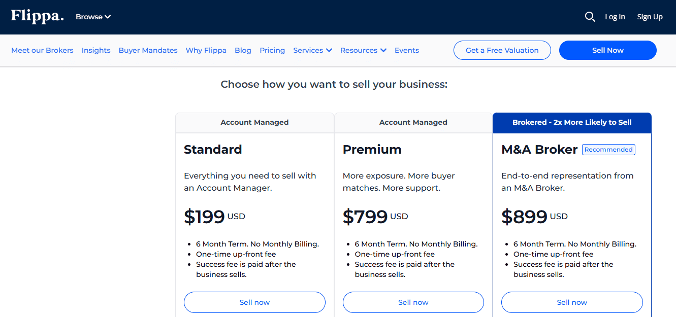 Flippa pricing